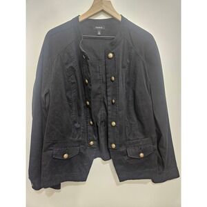 Torrid Womens Plus Size 3 Black Military Peplum Jacket Brass Button Cotton Twill